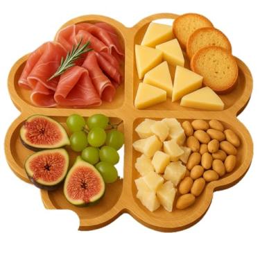 Imagem de Petisqueira Bambu com Design Flor Coração - Bowl Bambu, Porta Frios, Gamela para Churrasco e Sousplats - Tábua Redonda para Queijos, Frios e Petiscos