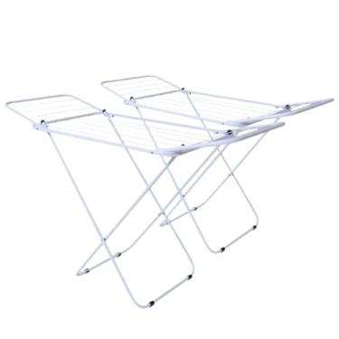 Imagem de Varal Dobrável de Chão com Abas | Super Leve, Resistente e Não Enferruja | Pintura Eletrostática