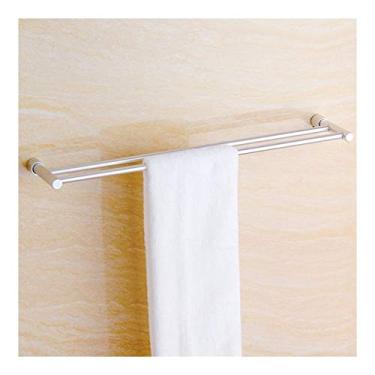 Imagem de CGKs6anmU Prateleira de banheiro barra de toalha de banheiro organização de chuveiro montado na parede acessórios de banho suporte de toalha duplo com parafusos 30 ~ 80 cm 0921 (tamanho: 700 mm) (500