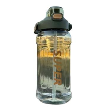 Imagem de Copo de água com canudo Equipamento de ginástica portátil Chaleira esportiva graduada com garrafas de canudo 1,3 L (verde-1300 ml)