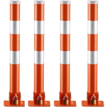 Imagem de SFOIMO Poste de segurança dobrável, barreira de poste de segurança de entrada de garagem para controle de tráfego, dispositivos de assistência de estacionamento de garagem, postes de estacionamento