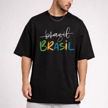 Imagem de Camiseta Oversized Estampa Brasil Masculina-Masculino