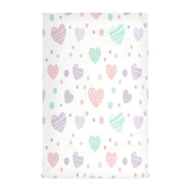 Imagem de Wassud Toalhas de prato de cozinha com corações listrados de lavanda 1 pacote de panos de prato macios com laço para pendurar toalha de mão super absorvente de secagem rápida toalhas de chá de mesa