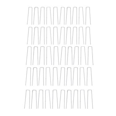 Imagem de Pinos de paisagem Grampo de solo Pino de relva resistente à prova de ferrugem Estacas em forma de U para proteger cercas Cobertura do solo Relva artificial e tecidos de jardim Aço
