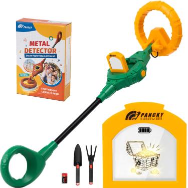 Imagem de PANCKY Detector de metais para crianças, IP68 à prova d'água, kit de detector de metais para crianças de 3 a 12 anos com visor LCD, ajuste automático de sensibilidade, bobina de busca de 16,7 cm, leve