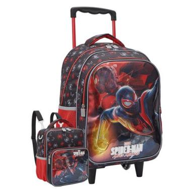 Imagem de Kit Mochila Rodas + Lancheira Luxo Spider Man Aranha Oficial - Xeryus