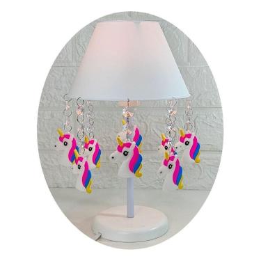 Imagem de Abajur Unicórnio Artesanal de Polipropileno Branco 30cm