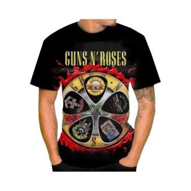 Imagem de Camiseta Masculina Oversized Vintage Guns N Roses Com Estampa 3D, Gola