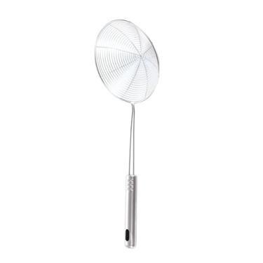 Imagem de Conjunto de colher de escumadeira de aranha de aço inoxidável de 2 peças de filtro de malha, filtro de alimentos de peneira fina de metal multifuncional, ferramenta de coar de cozinha(19cm)