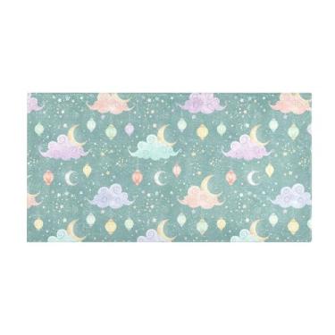 Imagem de Burbuja Tapete de corredor nuvem lua pelúcia antiderrapante tapete de cozinha suporte de borracha para corredor, quarto, sala de estar, decoração de entrada, lavável na máquina, 51 x 99 cm