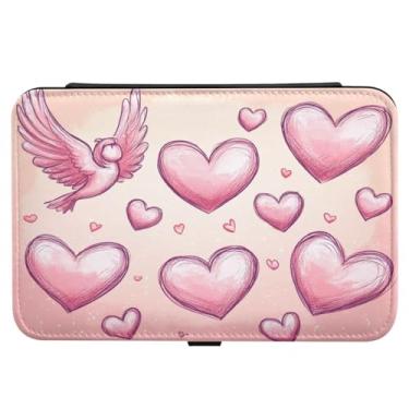 Imagem de Burbuja Caixa de joias de viagem com coração dos namorados, presente para mulheres e meninas, estojo de joias portátil de couro PU organizador para brincos, anéis, colares e pulseiras