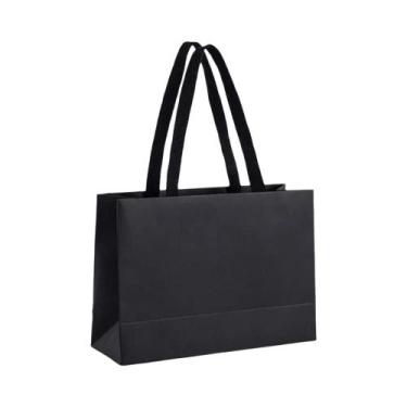 Imagem de Sacola De Papel Kraft Preta Premium Para Casamento, Natal, Festas, Doc