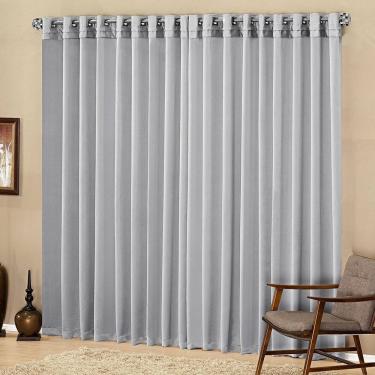Imagem de Cortina Parys 2 Metros Semi Blackout Sala Quarto Varão Cinza