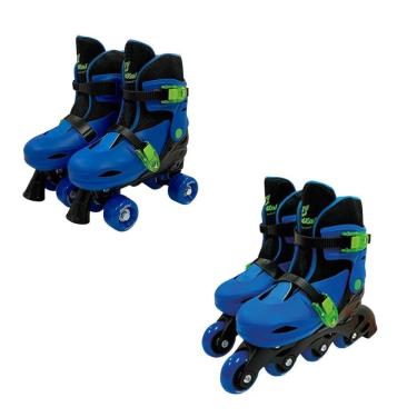 Imagem de Patins Ajustável 2 Em 1 In Line E 4 Rodas 34-37 Fenix Azul