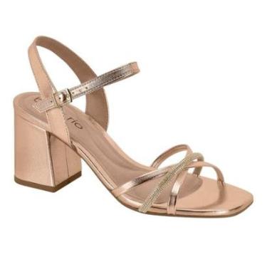 Imagem de Sandalia Feminina Beira Rio Festa Salto Bloco Alto Brilho Strass Metalizada Lançamento Ref: 8436.347-Feminino