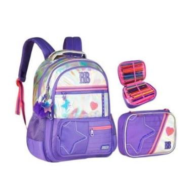 Imagem de Kit Mochila Estojo Rebecca Bonbon Costas Holográfica-Unissex