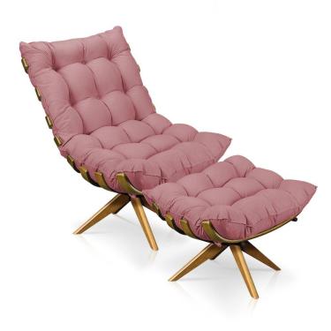 Imagem de Kit 01 Poltrona e 01 Puff Giratório Costela Base