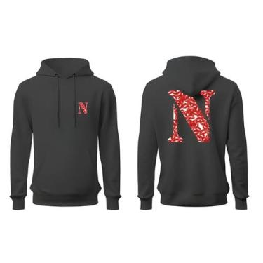 Imagem de Moletom Unissex Canguru Com Capuz Letra Namorados Casal Blusa De Frio 