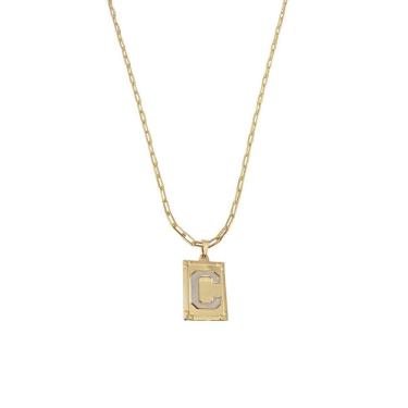 Imagem de Cordão 45Cm Masculino Feminino Pingente Letra C Banhado Ouro