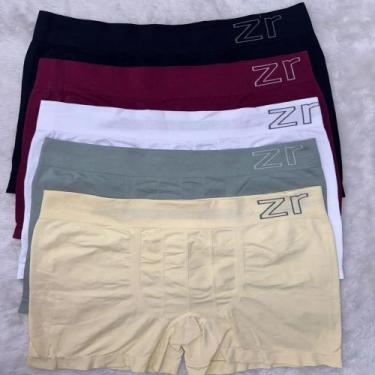 Imagem de Kit 5 Cuecas Boxer Plus Size Poliamida Sem Costura Zee Rucci, Preto, V