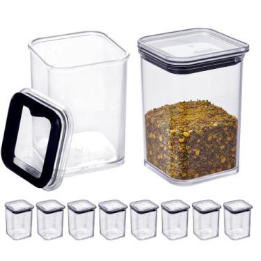 Imagem de 10 Potes Hermético 160ml Cristal Empilhável Transparente Porta Tempero