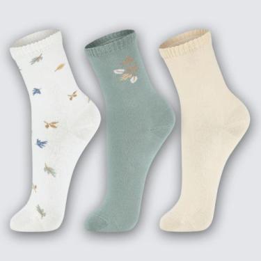 Imagem de Kit 3 Pares de Meia Em Algodão Feminina Casual Lupo 4570 Cor: Olive/Br