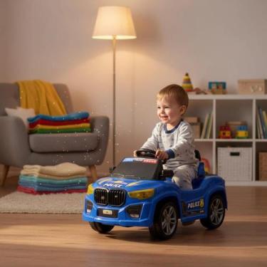 Imagem de Carrinho de Passeio Infantil BM CAR Police Azul com Cinto de Segurança