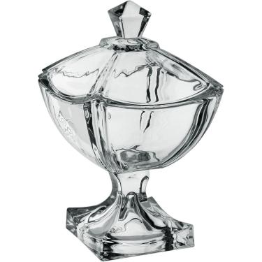 Imagem de BALEIRO BOMBONIERE POTICHE QUADRADO HOME&CO TAMPA VIDRO 28x17x17cm