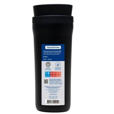 Imagem de Copo Térmico Tramontina 460ml Inox Preto com Bocal 360 Quente Frio Gar