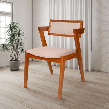 Imagem de Kit 6 Cadeiras Madeira Maciça e Estofada Ímola Authentic Espresso Móveis Champagnhe/Bege