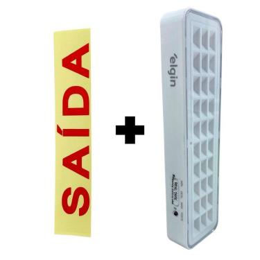 Imagem de Luminaria Emergencia Recarregavel 30 Leds Litio Bivolt Branca Elgin único