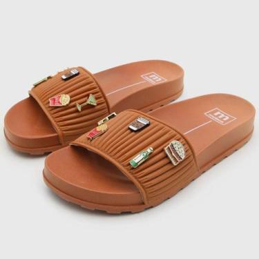 Imagem de Chinelo Moleca Slide Pins Feminino - Caramelo - 36, 36