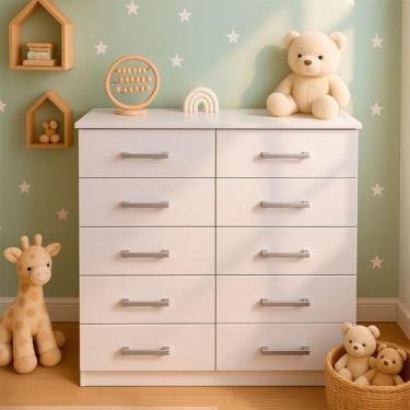 Imagem de Cômoda Marbela 10 Gavetas Branco - Evidencia Móveis, Branco