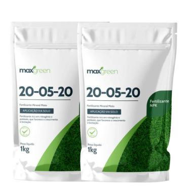 Imagem de 2X Fertilizante Mineral Misto NPK 20-05-20 (1Kg) MAXGREEN