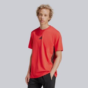Imagem de Camiseta Adidas 3 Stripes Vermelha e Preta-Masculino