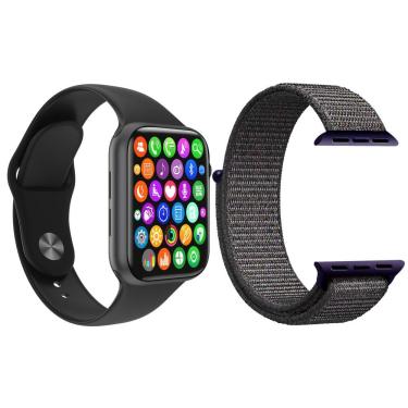 Imagem de Kit Smartwatch Iwo8 Lite Plus Preto+Pulseira Azul Marinho