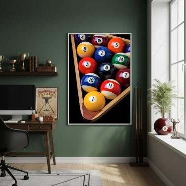 Imagem de Quadro Decorativo Foto Bolas De Sinuca-70x50cm Mold Branca