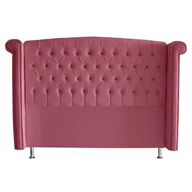 Imagem de Cabeceira Estofada Luxo Queen 160 Cm Suede Capitonê Rosa Do Lar Móveis e Decoração