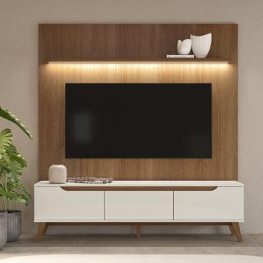 Imagem de Rack com Painel para Tv até 75 Polegadas 183cmx185,5cm com Suporte Tv Liverpool Yescasa Cinamomo/Off White