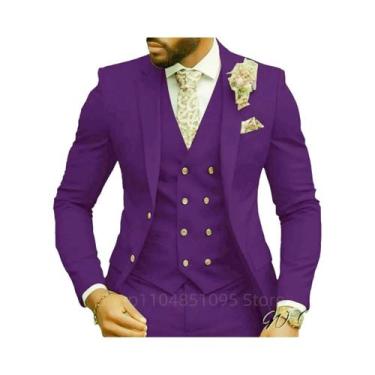 Imagem de Elegante Terno Rosa Slim Fit Para Casamento Masculino: Jaqueta, Colete