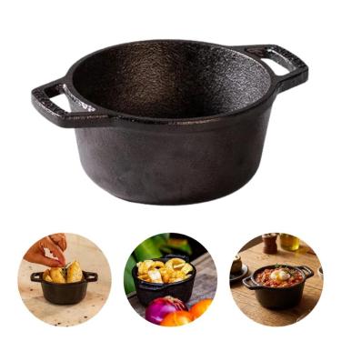Imagem de Mini Panela de Ferro Fundido 320ml Tigela Malga 10cm Para Porções Molhos Caldo Sopa San...
