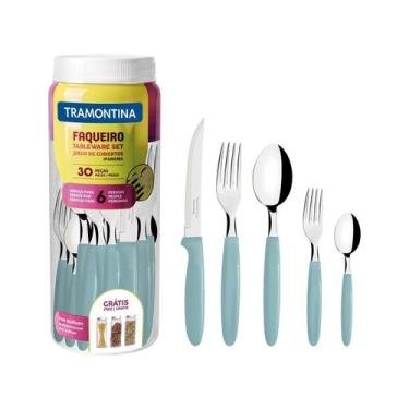 Imagem de Faqueiro Tramontina Ipanema 30 Peças Turquesa, Azul Claro, 30 peças