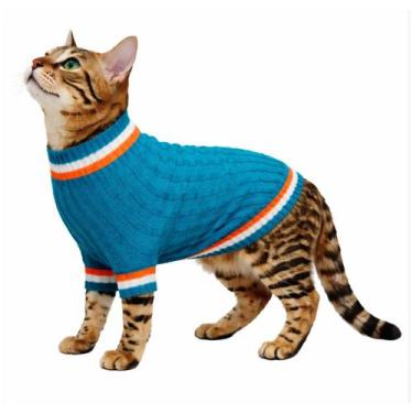 Imagem de Roupinha para Gato Tricot Listrada - Quentinha e Confortável - Katlen 