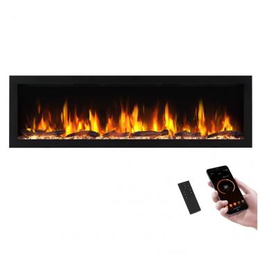 Imagem de Lareira Elétrica Linear PuraFlame Preta Inteligente com 9 Cores de Chama e Controle por Voz 152.4 cm(L)X 44.9 cm(A) 120V