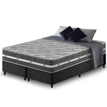 Imagem de Cama Box King Preto + Colchão Brooklyn Ortopédico Espuma D45 Extra Firme 193x203x62cm Zidi