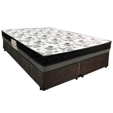 Imagem de Cama Box Casal Suede Bipartido + Colchão Ortobom Iso Dupla Face 60x138x188 Cor:marrom