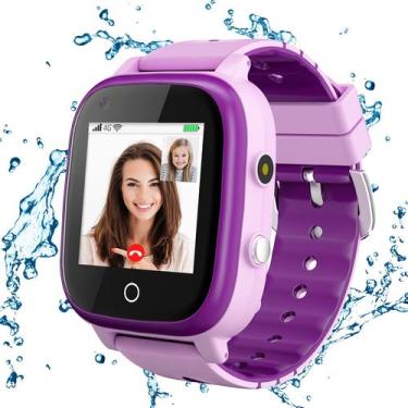 Imagem de Relógio inteligente cjc 4G Kids T3 roxo com rastreador GPS e chamadas