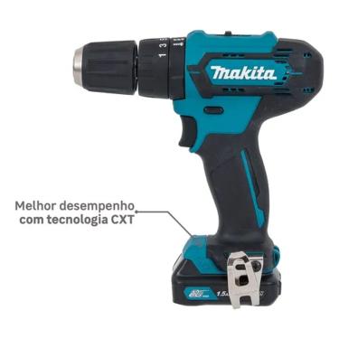 Imagem de Kit Furadeira Parafusadeira Aspirador 12v Bateria - Makita Azul 12