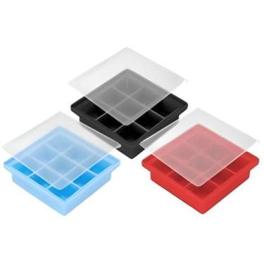 Imagem de Forma de Gelo C Tampa 9 Cubos para Bebidas em Silicone com Tampa Prote