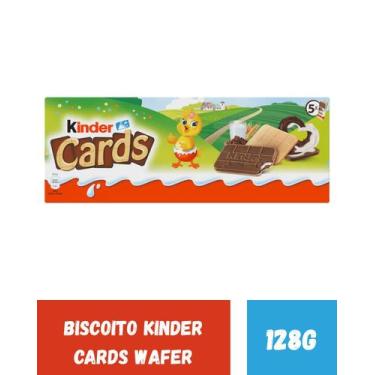 Imagem de Biscoito Kinder Cards Wafer Crocante Recheio Cremoso 128g